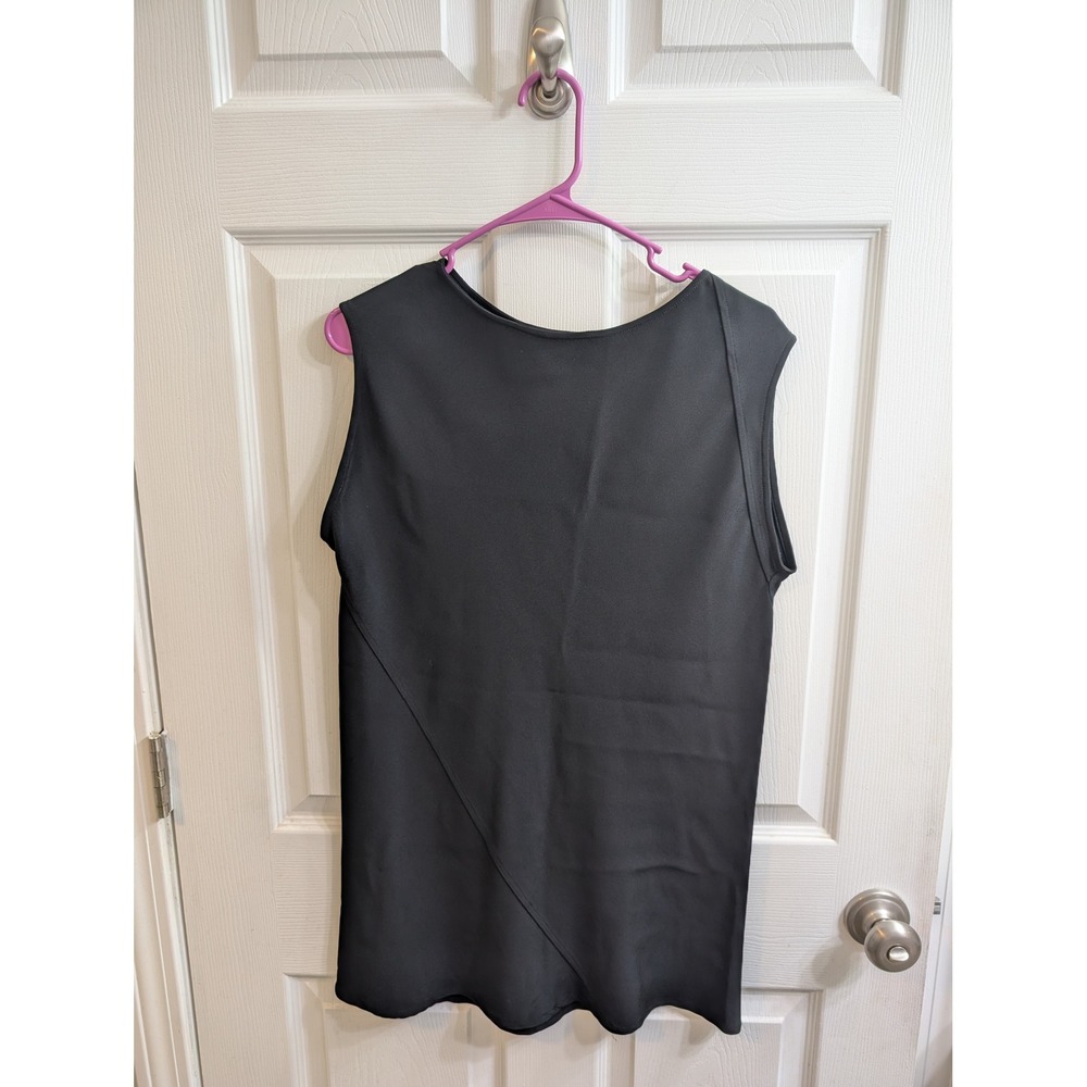 Shamask Black Sleeveless Silk Asymmetrical Cut Top Women's - Size 1